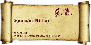 Gyermán Milán névjegykártya
